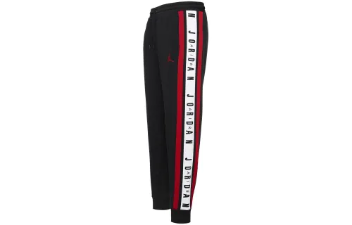 Jordan Logo Print Patchwork Fleece Lined Thermal Retro Sports Elastic Cuff Knitted Sweatpants Men's Black