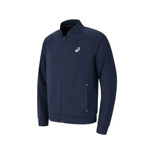 ASICS Jackets Men's Dark Blue Stand Collar Moderate Other