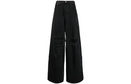 Vetements Jeans Men's Black Moderate Wide Leg Pants