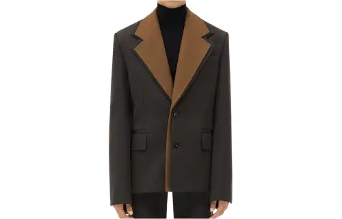 Bottega Veneta Wool Jacket With Contrasting Collar Jackets & Coats Men's Umber