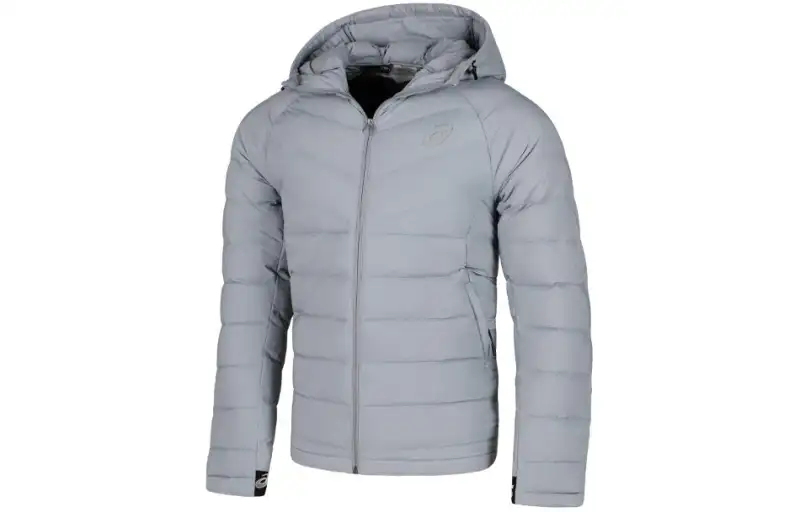 ASICS Down Jackets Men's Gray Hooded Moderate Other