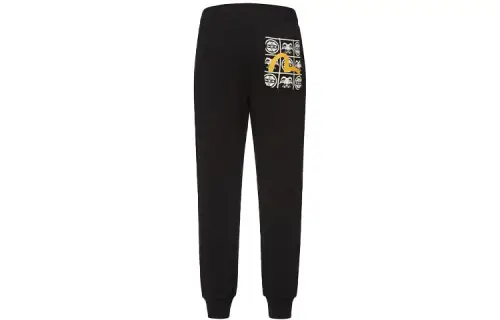 EVISU Knitted Sweatpants Men's Black Moderate Cuffed Pants