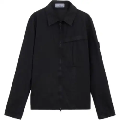 STONE ISLAND Zip-Up Long-Sleeved Shirt