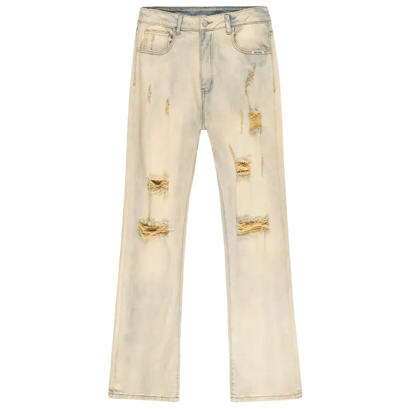XINYINSU Jeans Unisex Yellow Mud