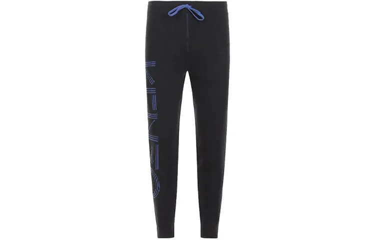 KENZO Knitted Sweatpants Men's Black Moderate Straight Fit Pants