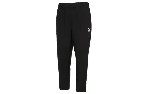 PUMA Knitted Sweatpants Men's Black Moderate Straight Fit Pants