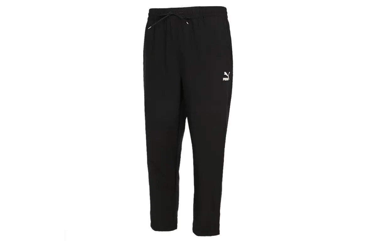 PUMA Knitted Sweatpants Men's Black Moderate Straight Fit Pants
