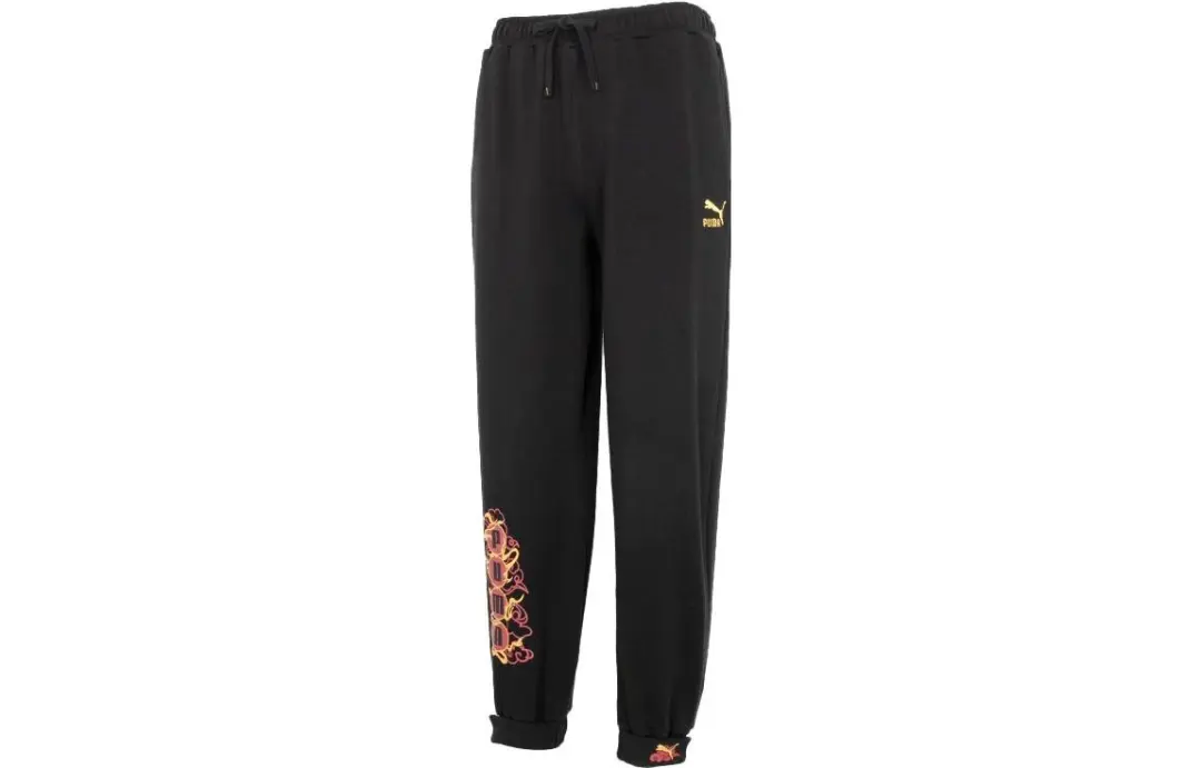 PUMA Knitted Sweatpants Men's Black Moderate Cuffed Pants