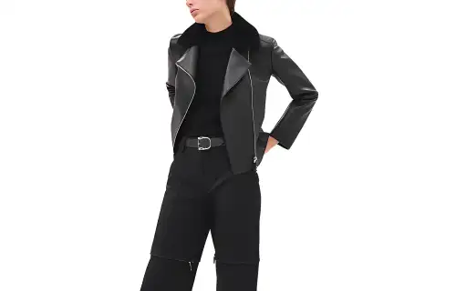 HERMES Leather Jacket Men's Black