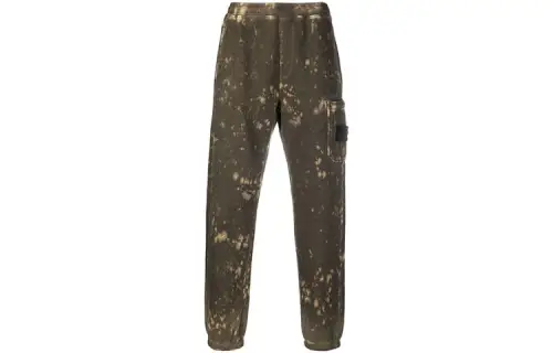 STONE ISLAND Knitted Sweatpants Men's Green Moderate Cuffed Pants