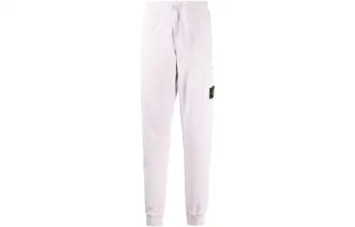 STONE ISLAND Knitted Sweatpants Men's Light Purple Moderate Cuffed Pants