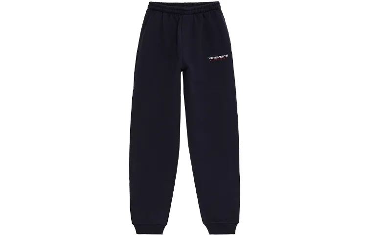 Vetements Knitted Sweatpants Unisex Marine Blue Moderate Cuffed Pants