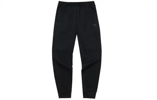 ANTA Knitted Sweatpants Men's Black Thickened Cuffed Pants