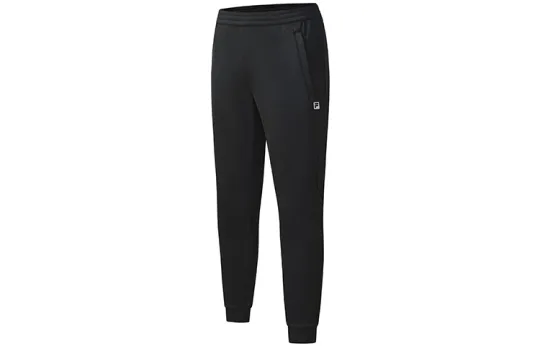 FILA Athletics Basic Fitted Solid Color Minimalist Style Fleece Lined Running Knitted Sweatpants Men's Pitch Black