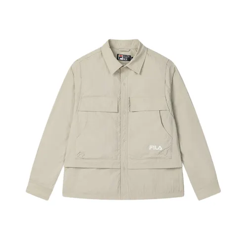 FILA Jackets Men's Milk Coffee Polo Collar Moderate Other