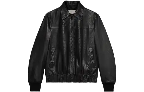 GUCCI Leather Jacket Men's Black