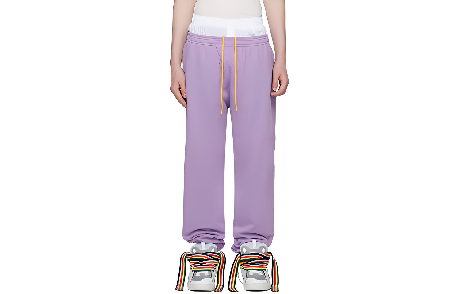 Drew house Letter Logo Series Knitted Sweatpants Men's Purple Moderate Cuffed Pants