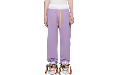Drew house Letter Logo Series Knitted Sweatpants Men's Purple Moderate Cuffed Pants