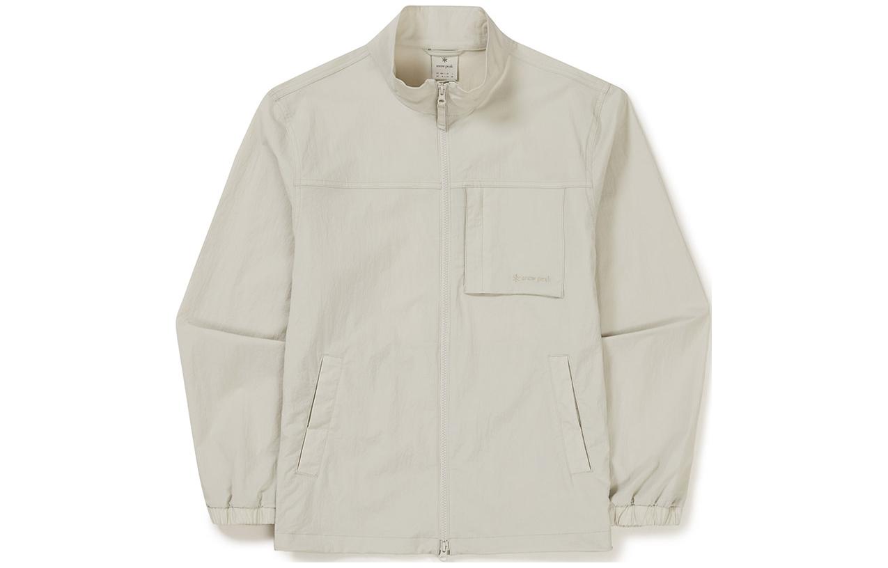 Snow peak Root Stand Neck solid color casual stand collar long-sleeved windbreaker men's light beige