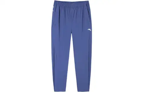 ANTA Knitted Sweatpants Men's Blue Moderate Cuffed Pants