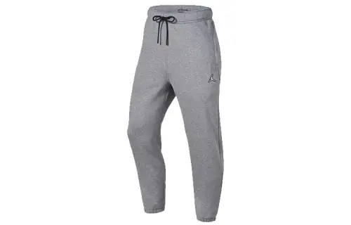 Jordan Logo Embroidery Fleece Lined Elastic Cuff Knitted Sweatpants Men's Gray