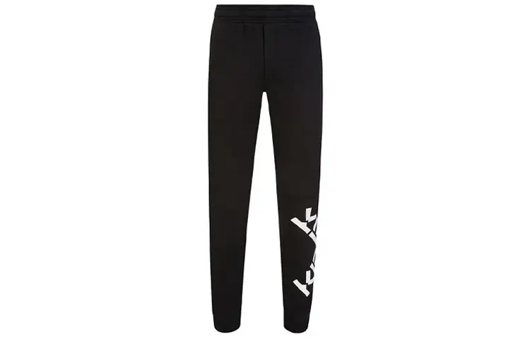 KENZO Knitted Sweatpants Men's Black Moderate Cuffed Pants
