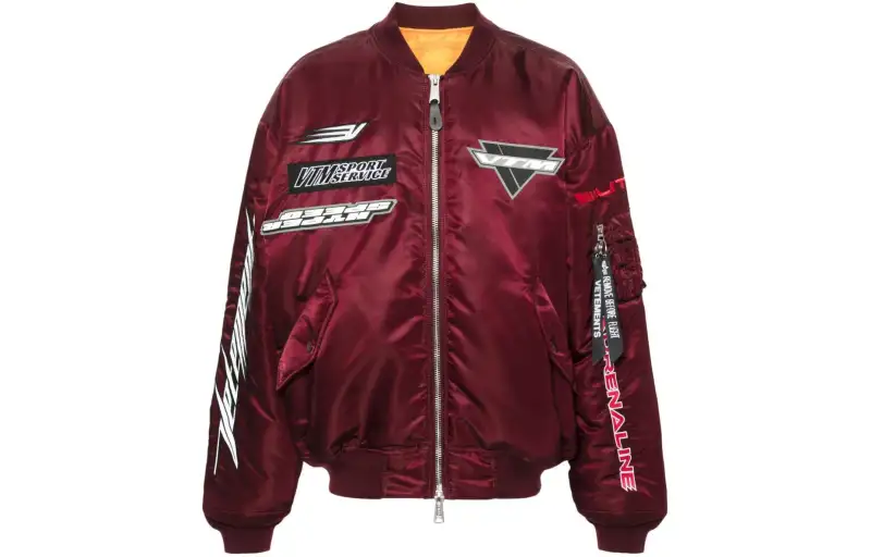 Vetements Logo Detailed Zip Up Bomber Jacket