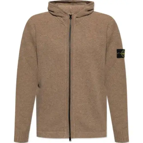 STONE ISLAND Logo Patch Hooded Cardigan