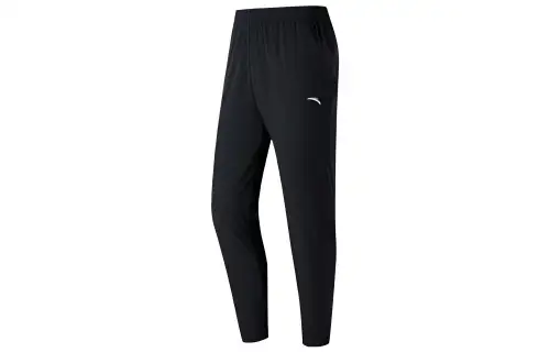 ANTA Knitted Sweatpants Men's Black Moderate Straight Fit Pants