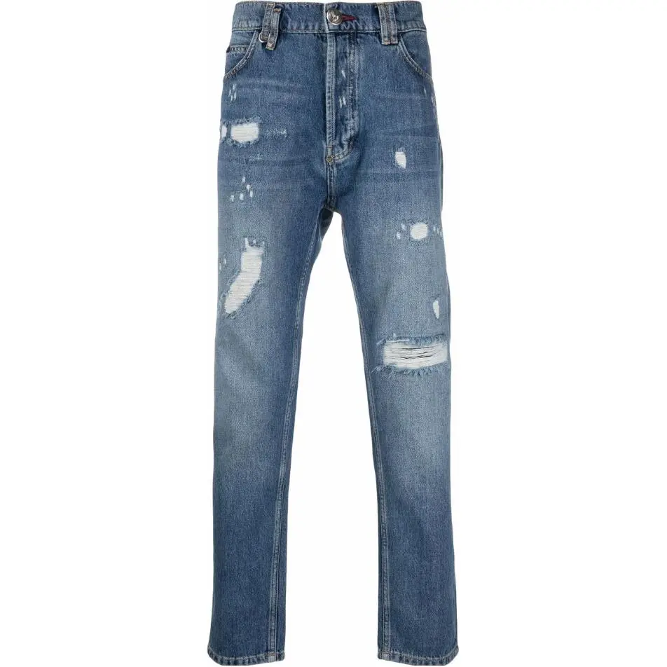 PHILIPP PLEIN Jeans Men's Blue Moderate Straight Fit Pants