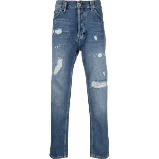 PHILIPP PLEIN Jeans Men's Blue Moderate Straight Fit Pants