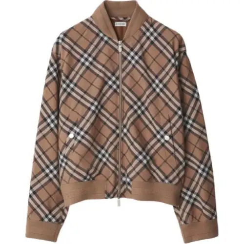 Burberry Checked Zip-Up Harrington Jacket