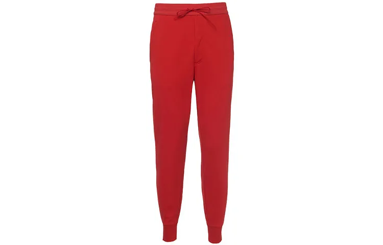 Y 3 Knitted Sweatpants Men's Red Moderate Cuffed Pants
