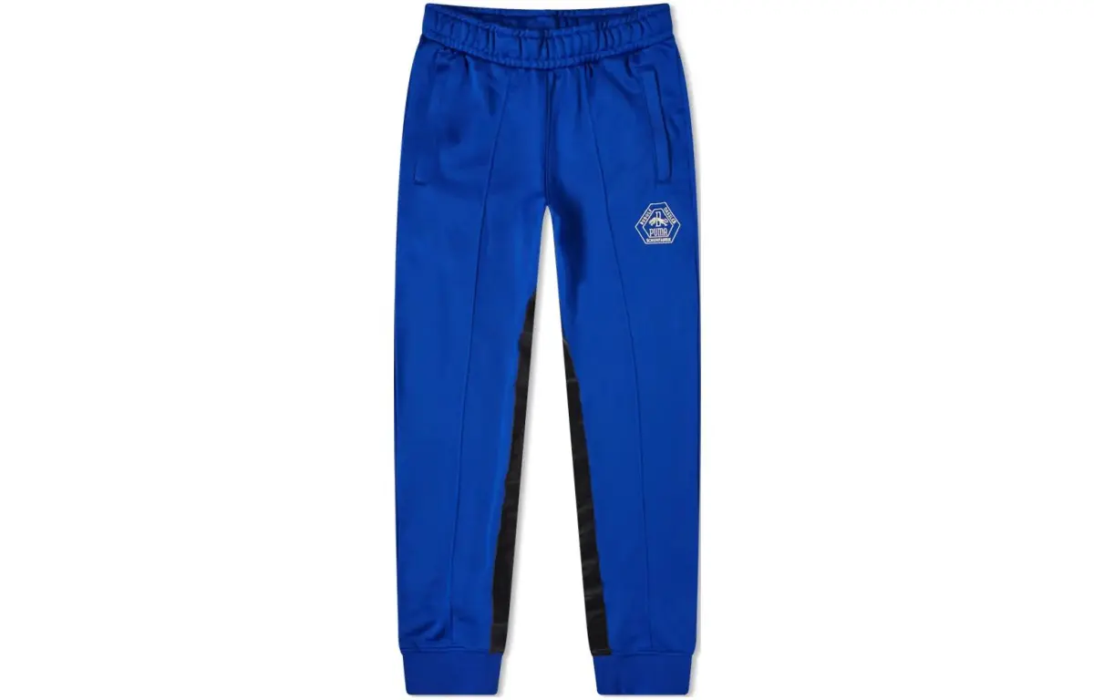 PUMA Knitted Sweatpants Unisex Blue Moderate Cuffed Pants