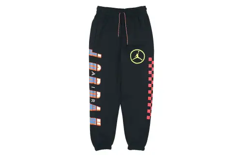 Jordan Large Logo Fleece Lined Casual Brushed Fabric Knitted Sweatpants Men's Black