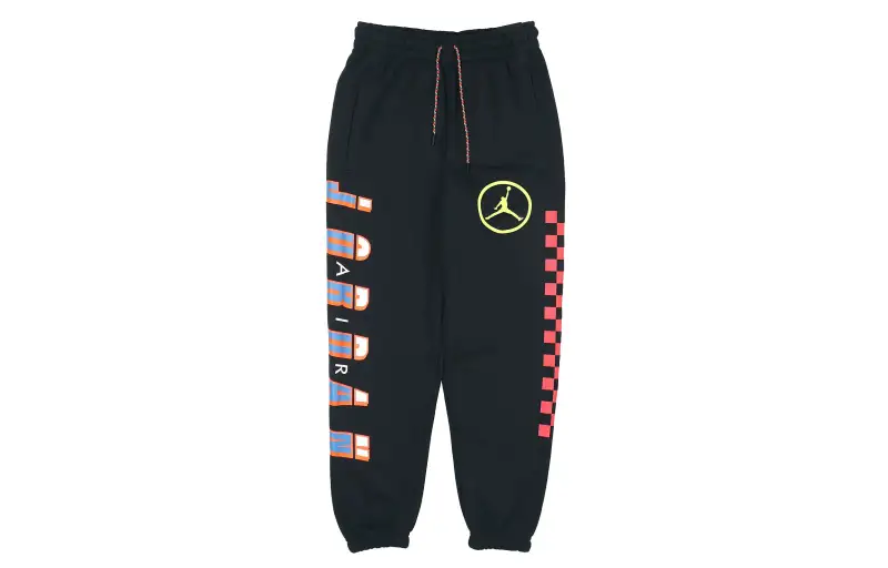 Jordan Large Logo Fleece Lined Casual Brushed Fabric Knitted Sweatpants Men's Black