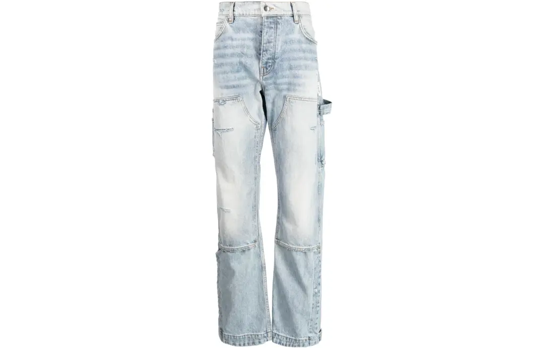 AMIRI Jeans Men's Washed Blue Moderate Straight Fit Pants