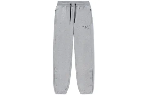 Li Ning Wade Collection Solid Color Fleece Lined Plastic Knitted Sweatpants Men's Gray