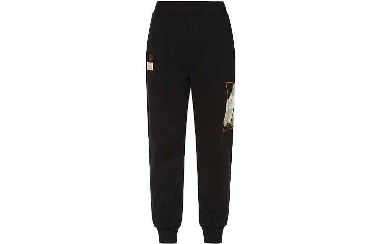 EVISU Knitted Sweatpants Men's Black Moderate Cuffed Pants