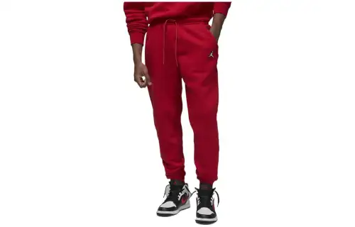 Jordan Brooklyn Knitted Sweatpants Men's Red Moderate Cuffed Pants