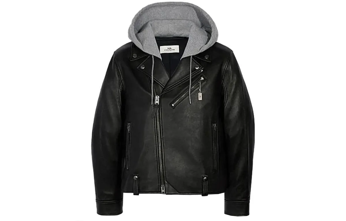 COACH Leather Jacket Men's Black