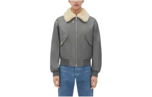 Bottega Veneta FW23 Leather Jacket Men's Gray