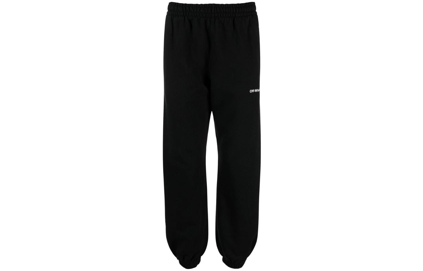 OFF WHITE Knitted Sweatpants Men's Black Moderate Cuffed Pants