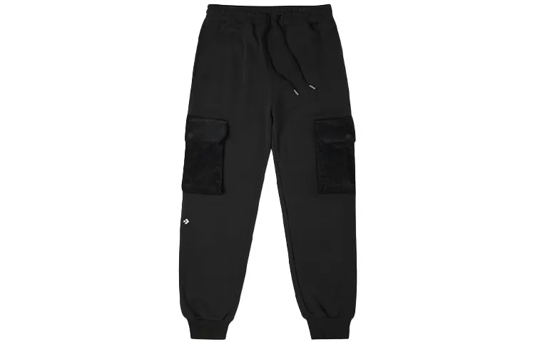 Converse Vintage Corduroy Patchwork Loose Fit Fleece Elastic Cuff Fleece Lined Knitted Sweatpants Men's Ink Black