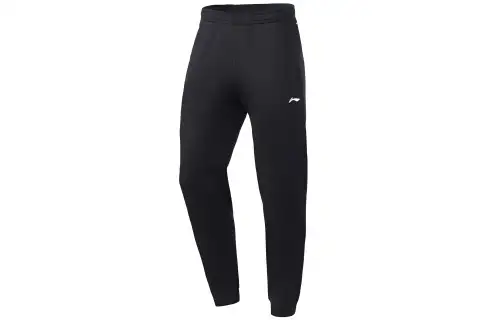 Li Ning Fleece Lined Thermal Elastic Cuff Knitted Sweatpants Men's Black