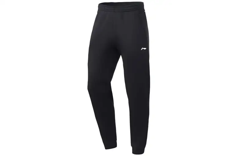Li Ning Fleece Lined Thermal Elastic Cuff Knitted Sweatpants Men's Black