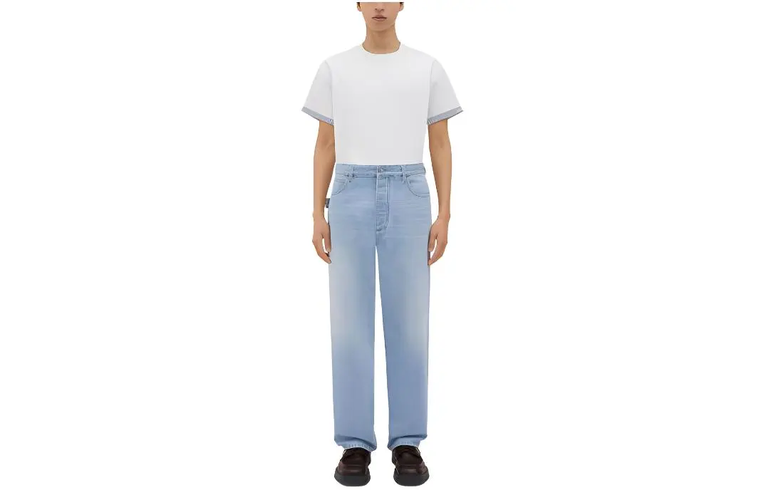 Bottega Veneta Jeans Men's Light Blue Moderate Wide Leg Pants