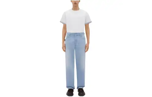Bottega Veneta Jeans Men's Light Blue Moderate Wide Leg Pants