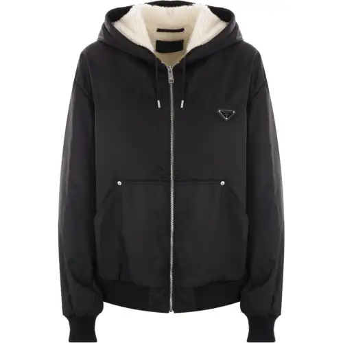 Prada Re-Nylon triangle-logo hooded jacket