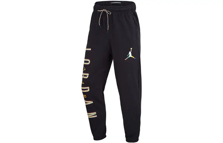Jordan Sport Knitted Sweatpants Men's Black Moderate Cuffed Pants